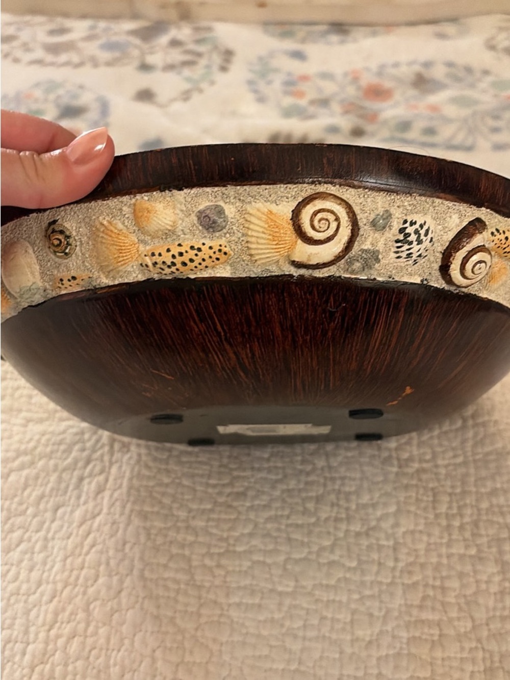 Round Dark Wood Decorative Bowl